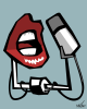 Vector graphic image by Mike Martinet of a mouth speaking into a microphone which is connected to the back of the mouth