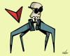Vector graphic image by Mike Martinet of a skull wearing sunglasses on four robot legs with a floating heart